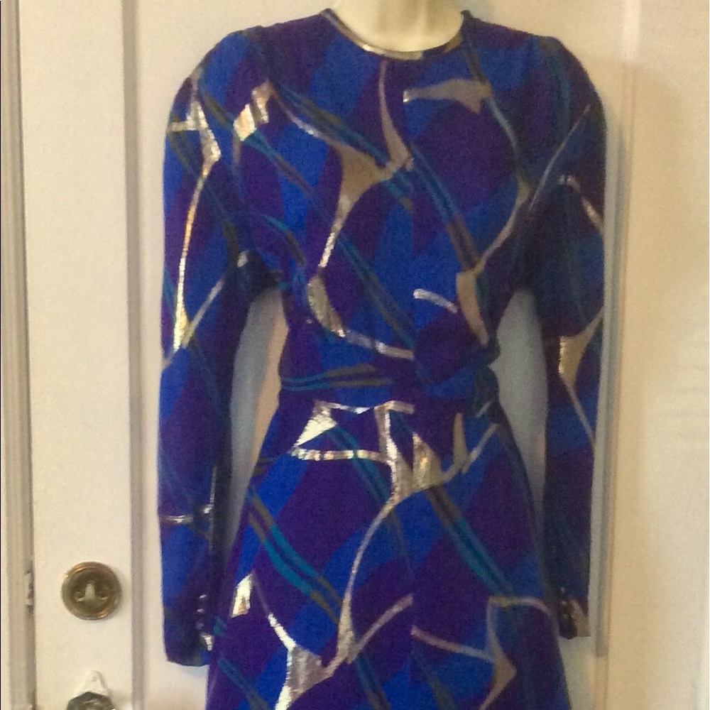 PurpleGold Silk Vintage PAULINE TRIGÈRE Maxi Dress